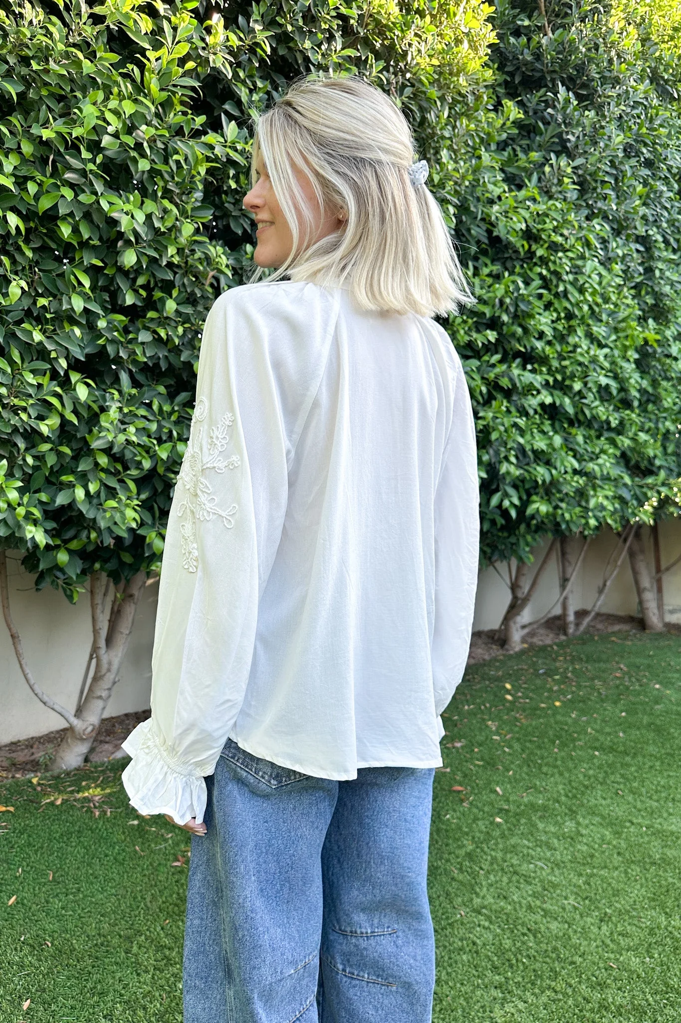 Savannah V Neck Flowy Embroidered Blouse - Image 8
