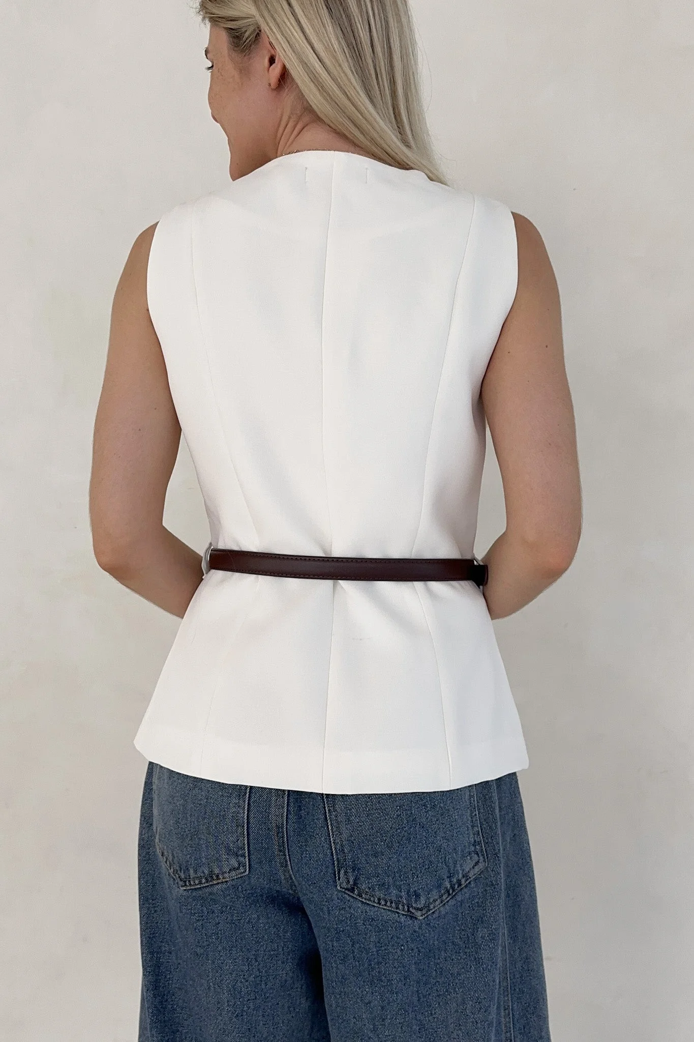 Sinclair Ivory Belted Vest - Image 5