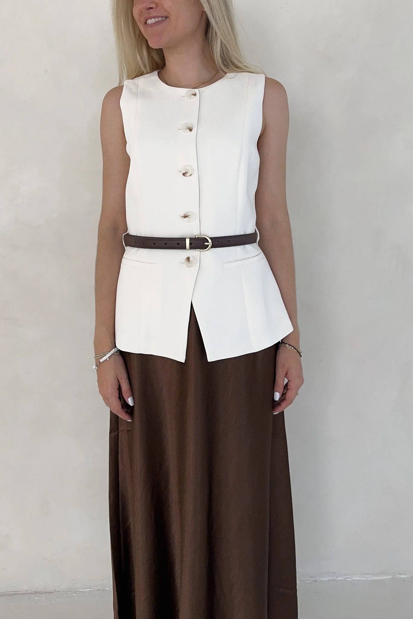 Sinclair Ivory Belted Vest - Image 7