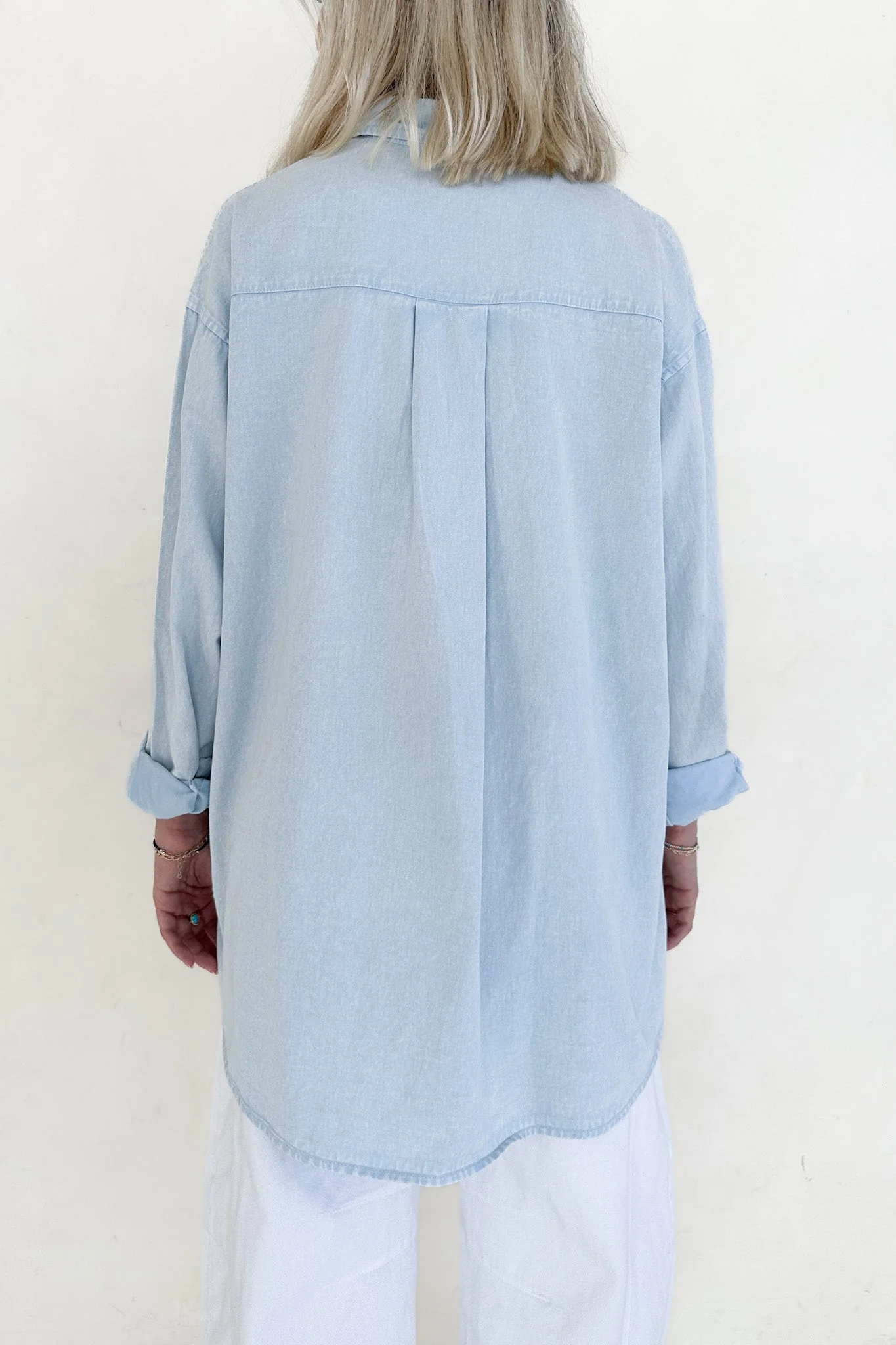 Sloan Pigment Washed Oversized Denim Shirt in Blue - Image 4