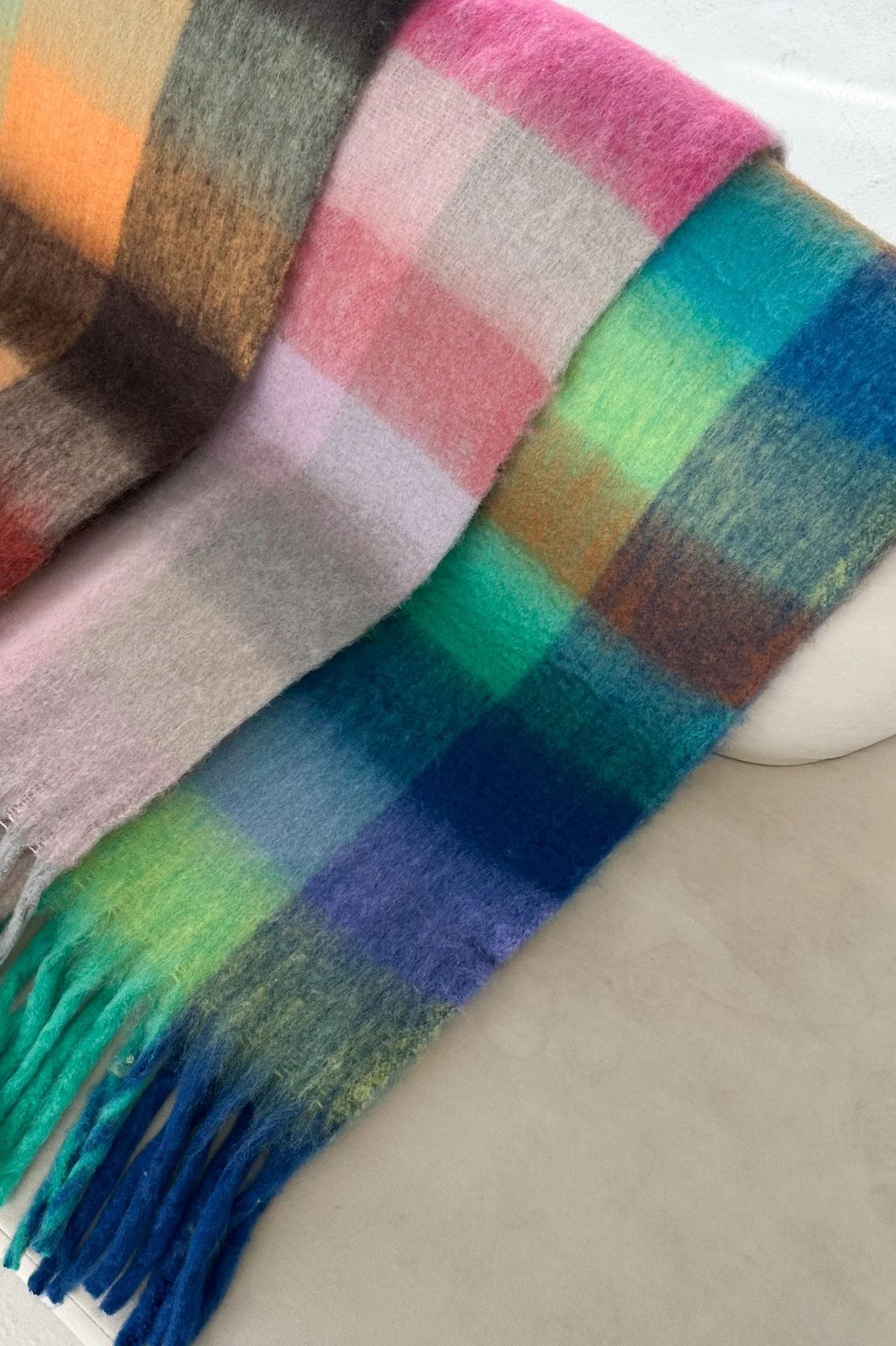 Snow Day Brushed Plaid Scarf in Navy