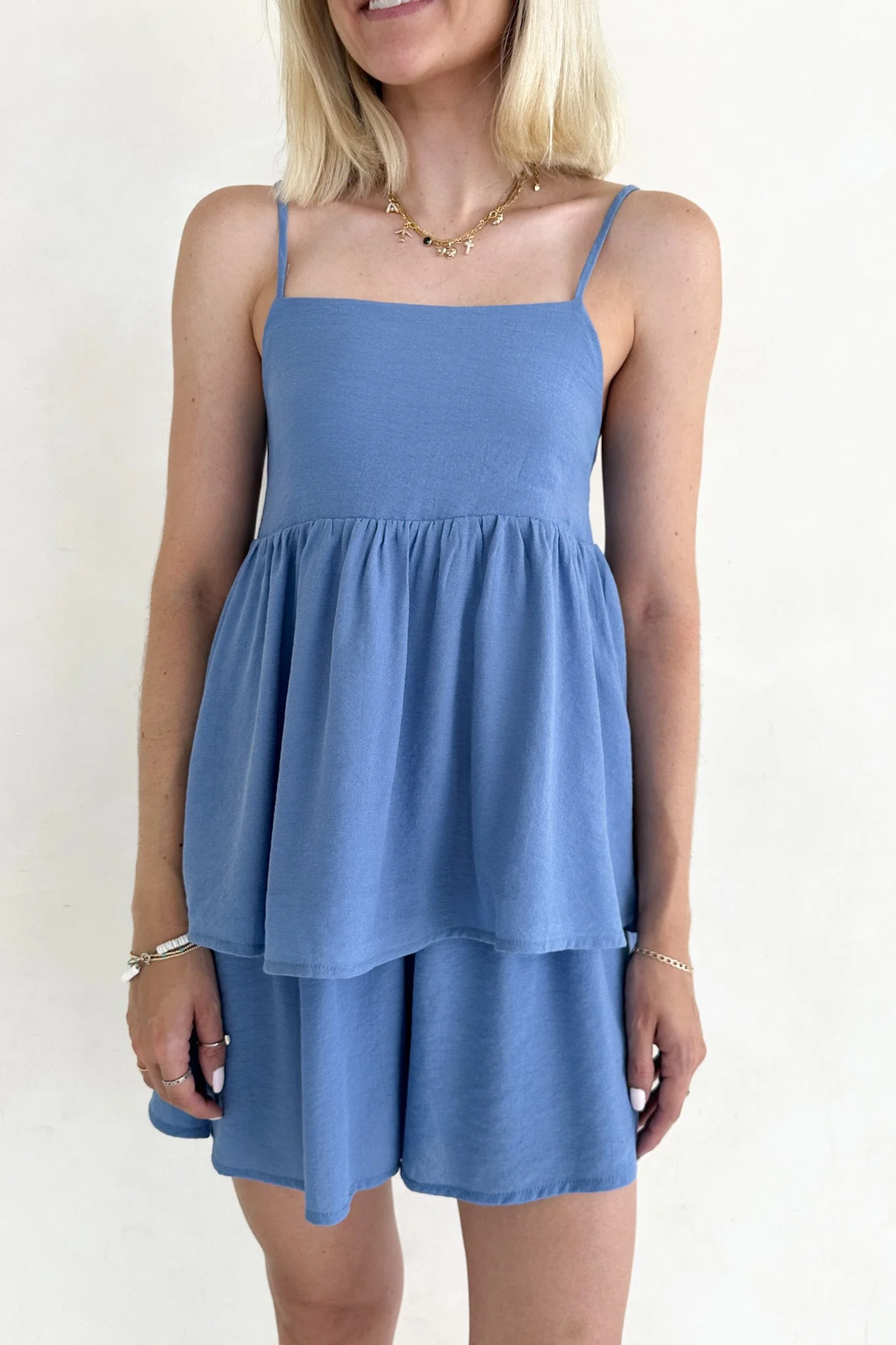 Somerset Dusty Blue Wide Leg Woven Shorts - Image 3