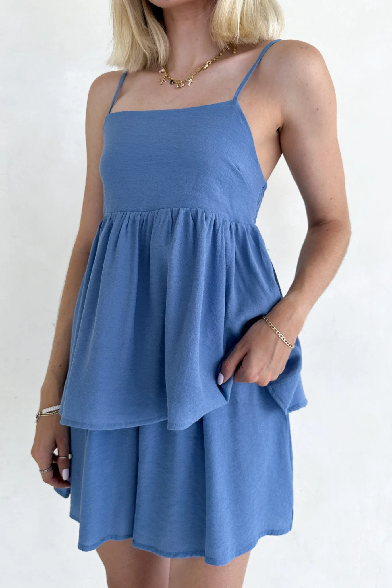 Somerset Dusty Blue Wide Leg Woven Shorts - Image 8