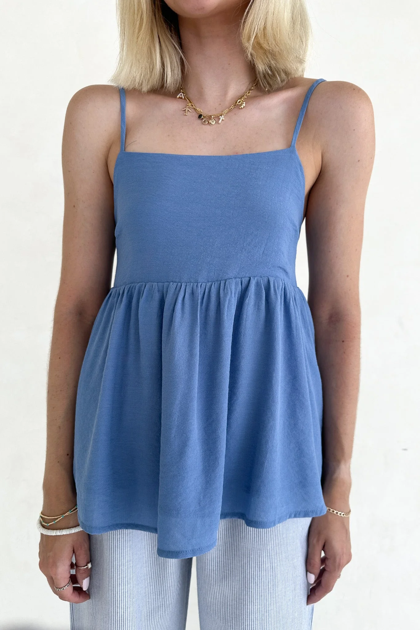 Somerset Dusty Blue Peplum Woven Top - Image 3