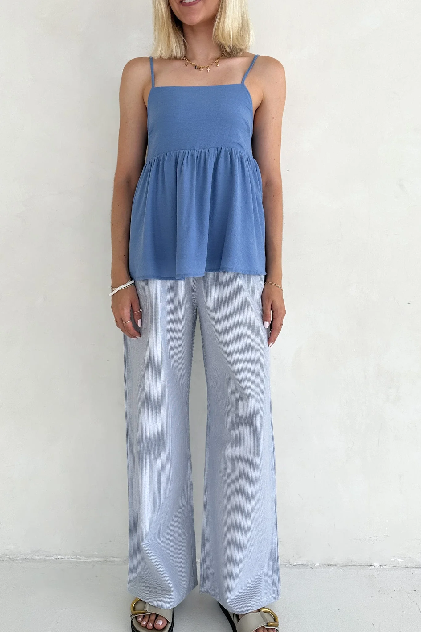 Somerset Dusty Blue Peplum Woven Top - Image 4