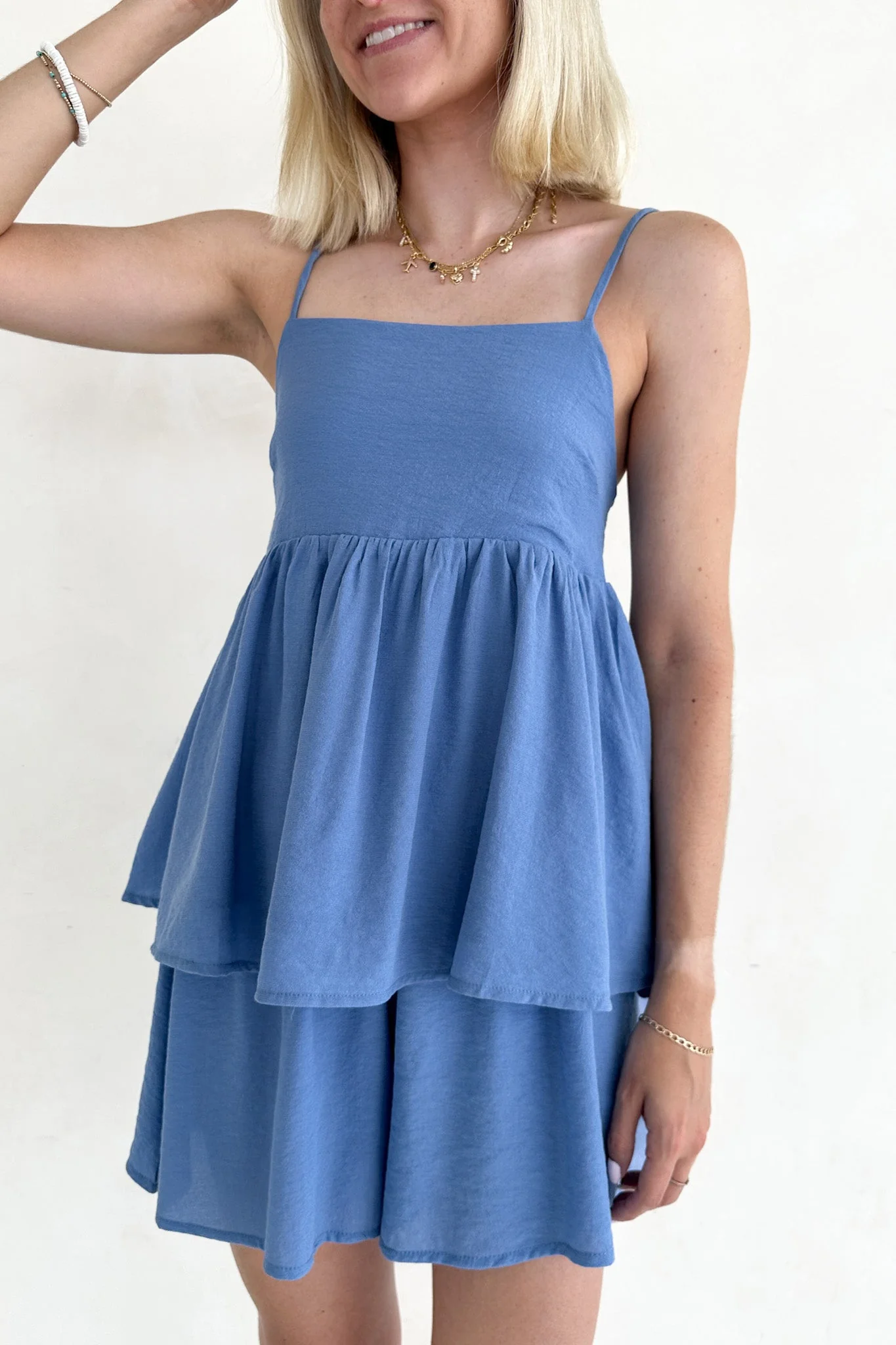 Somerset Dusty Blue Peplum Woven Top - Image 5
