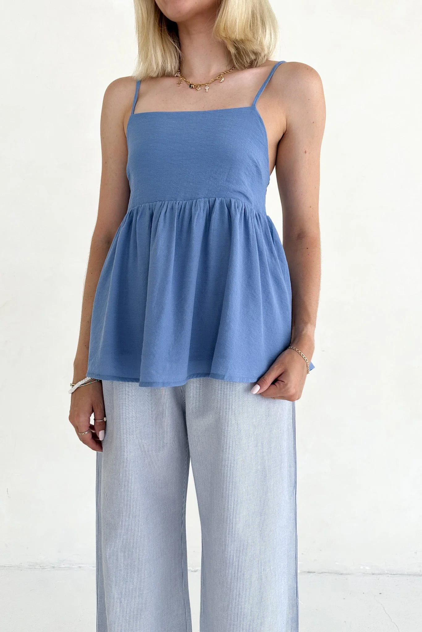 Somerset Dusty Blue Peplum Woven Top - Image 6
