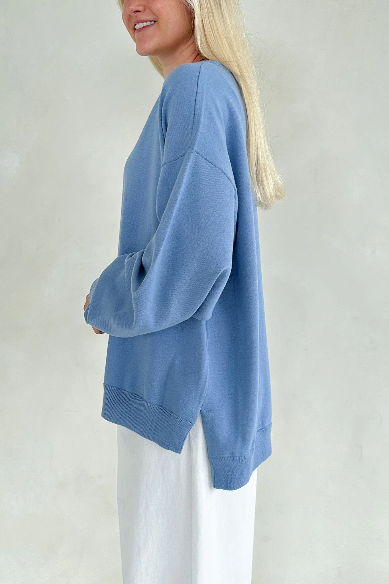 Sonny Long Sleeve Oversized Pullover in Dusty Blue - Image 5