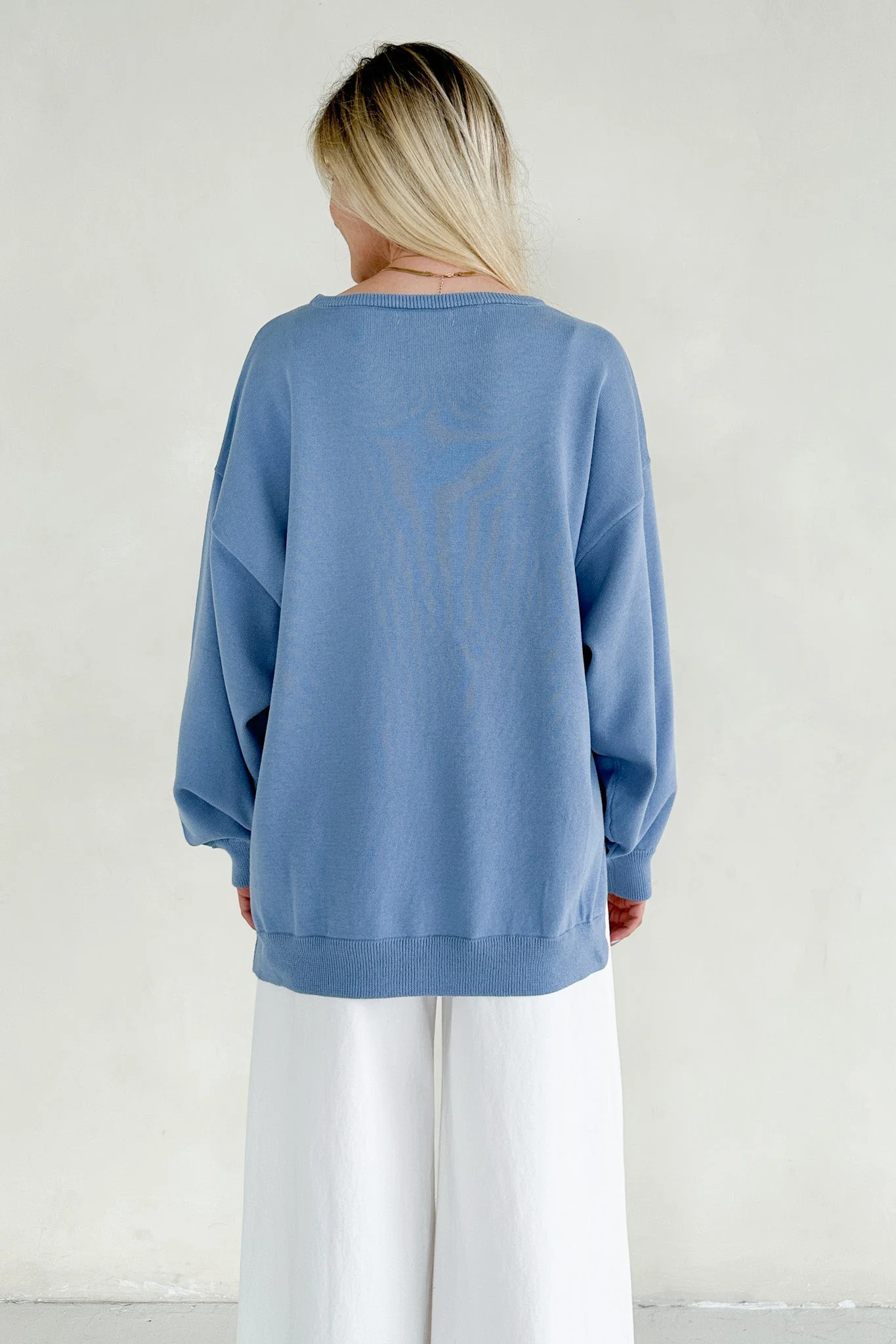 Sonny Long Sleeve Oversized Pullover in Dusty Blue - Image 8