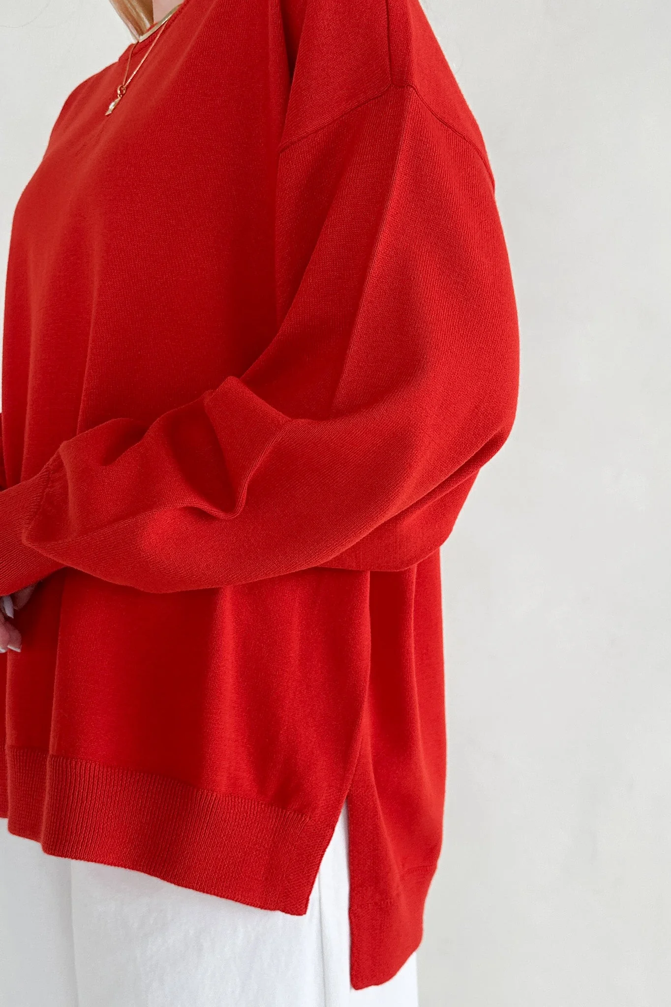 Sonny Long Sleeve Oversized Pullover in Poppy Red - Image 8
