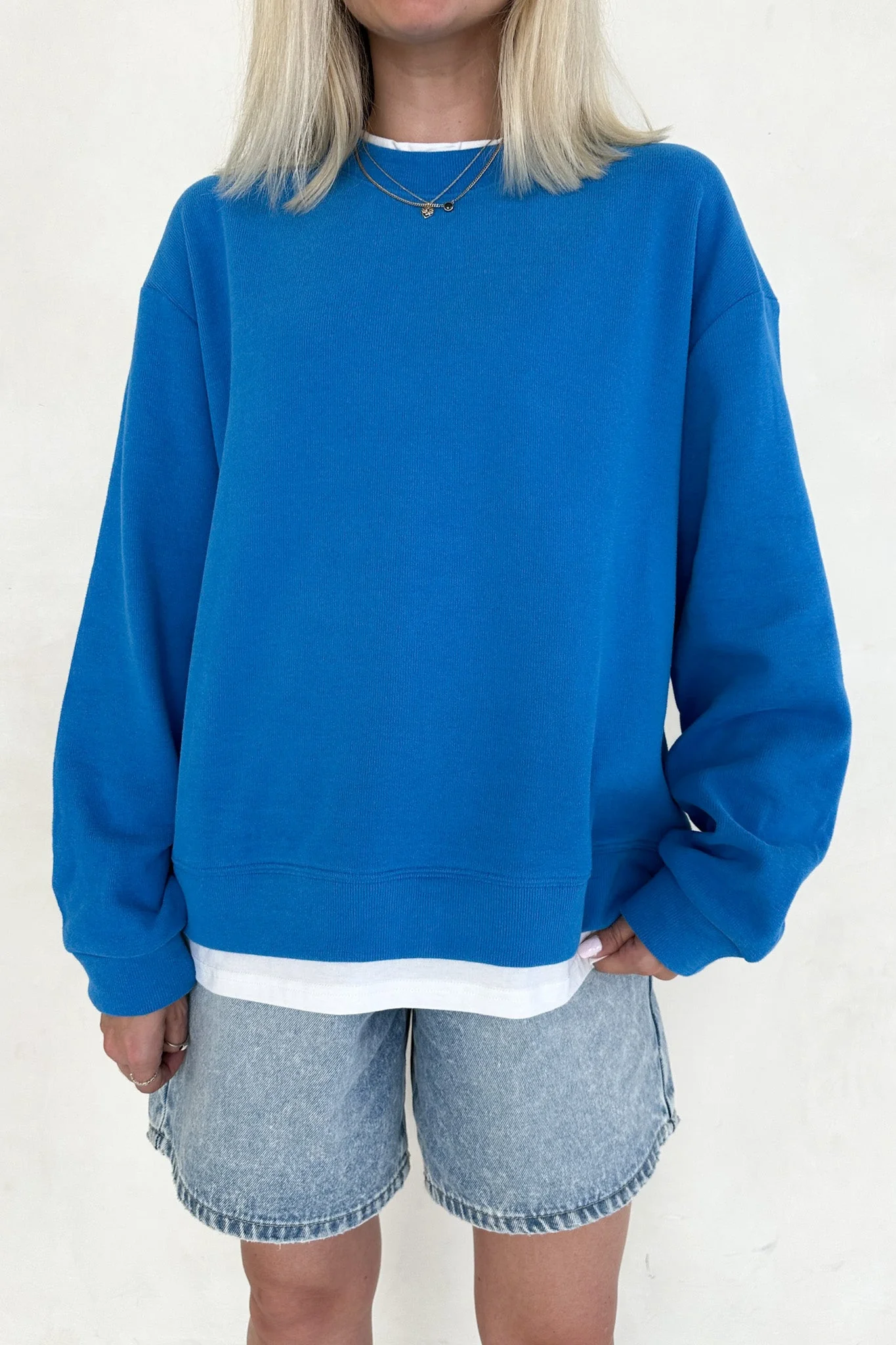Sophie Crew Twofer Pullover in Blue