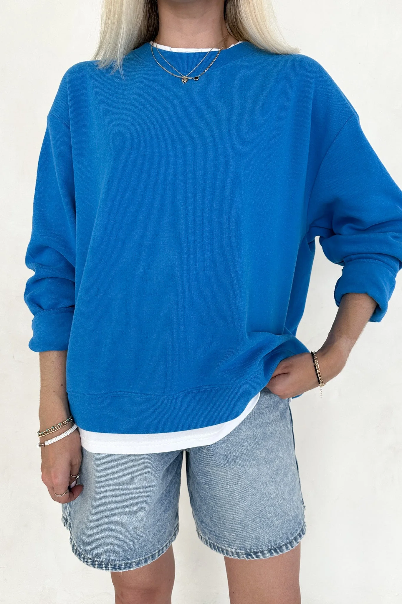 Sophie Crew Twofer Pullover in Blue - Image 4