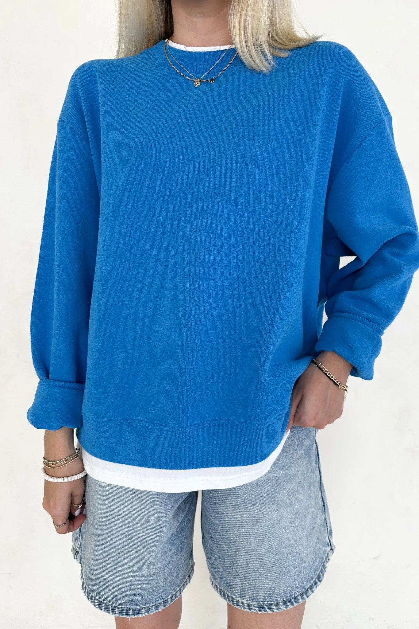Sophie Crew Twofer Pullover in Blue - Image 5