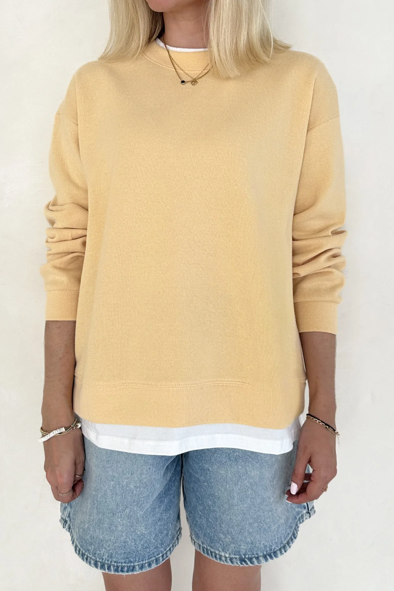 Sophie Crew Twofer Pullover in Butter - Image 3