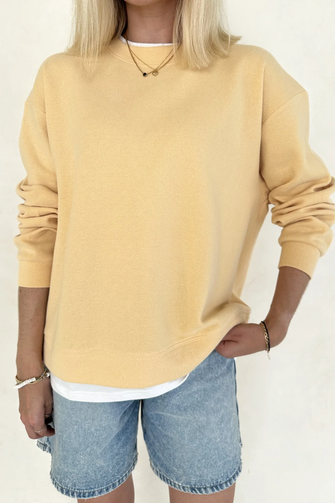 Sophie Crew Twofer Pullover in Butter - Image 4