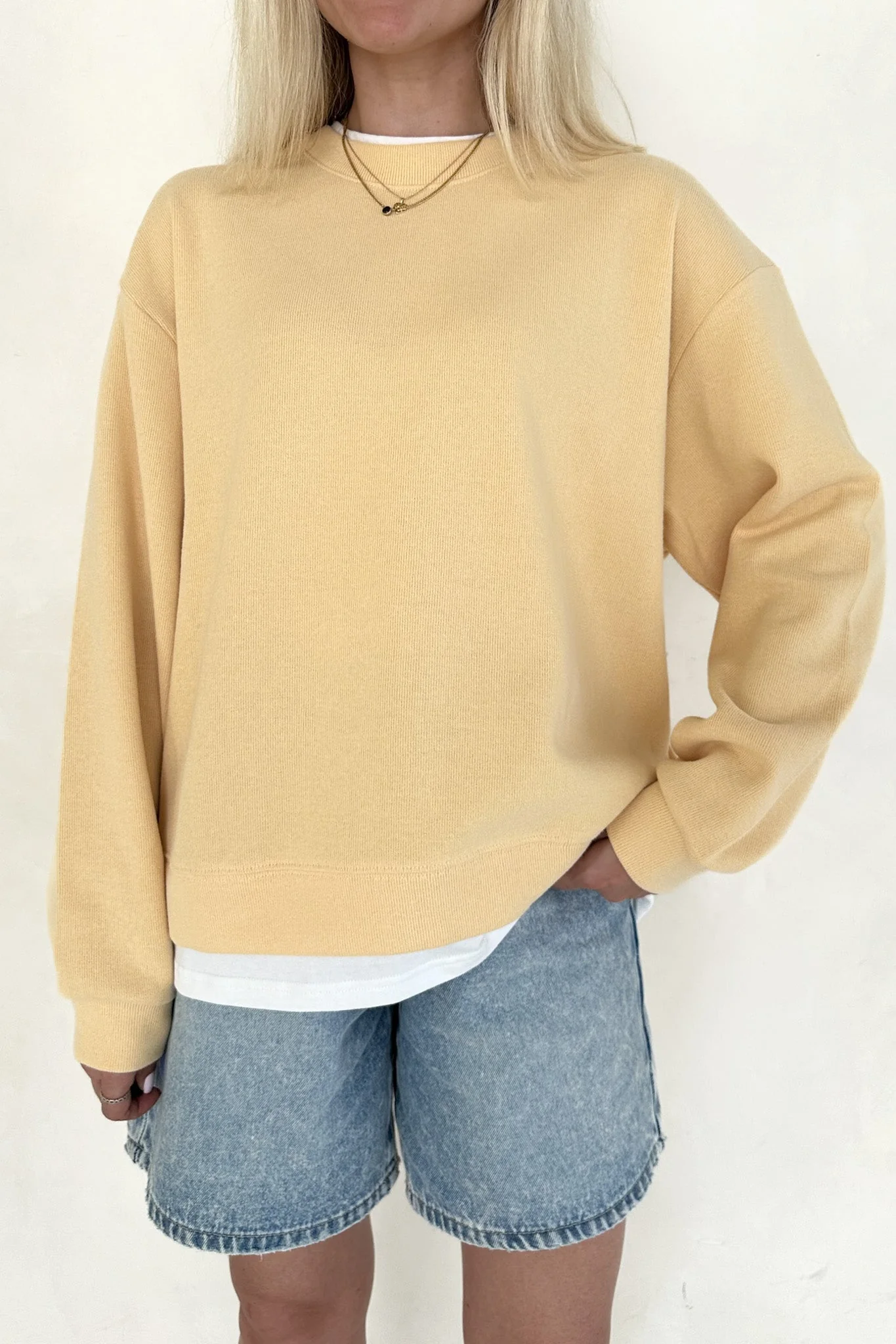 Sophie Crew Twofer Pullover in Butter - Image 7