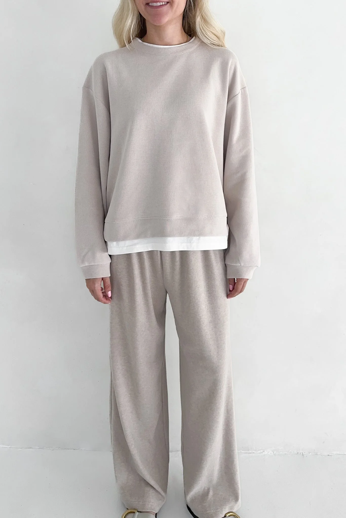 Sophie Crew Twofer Pullover in Clay - Image 4