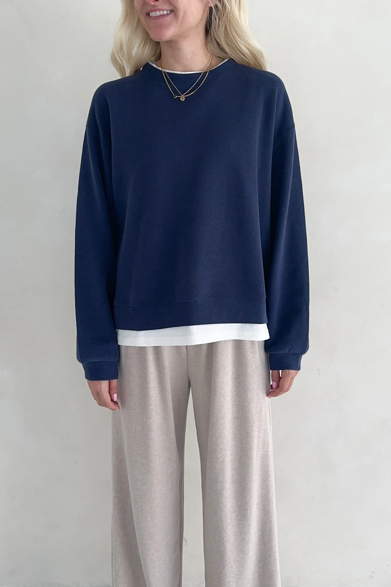 Sophie Crew Twofer Pullover in Navy - Image 2