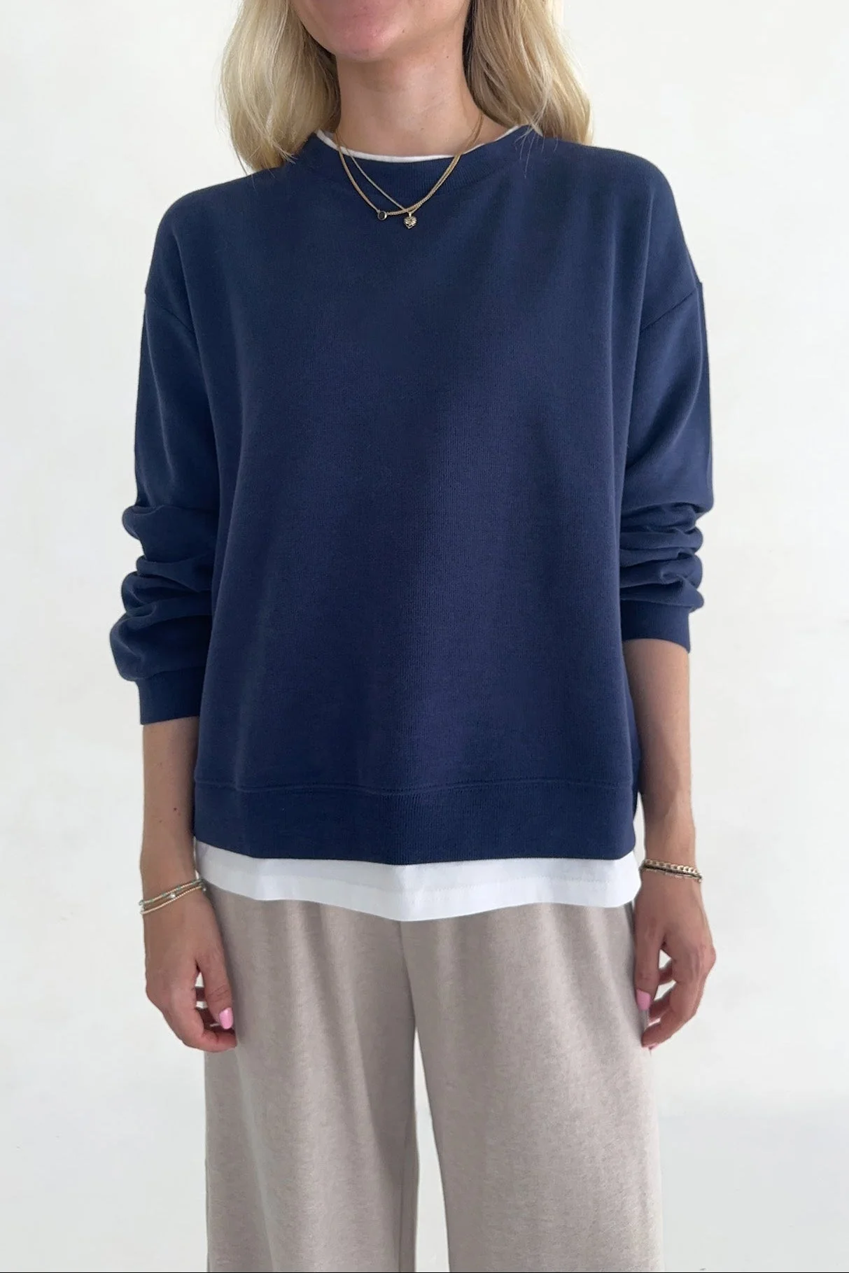 Sophie Crew Twofer Pullover in Navy - Image 4