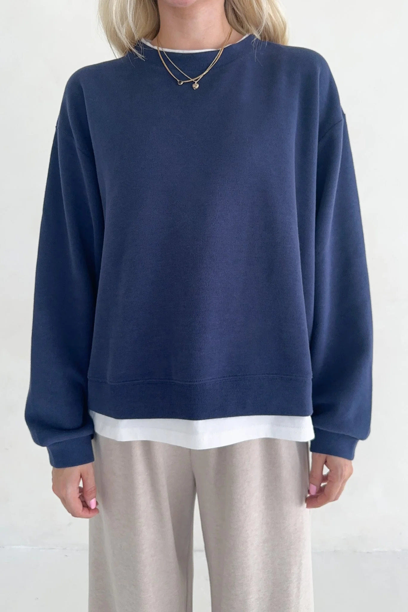 Sophie Crew Twofer Pullover in Navy - Image 5