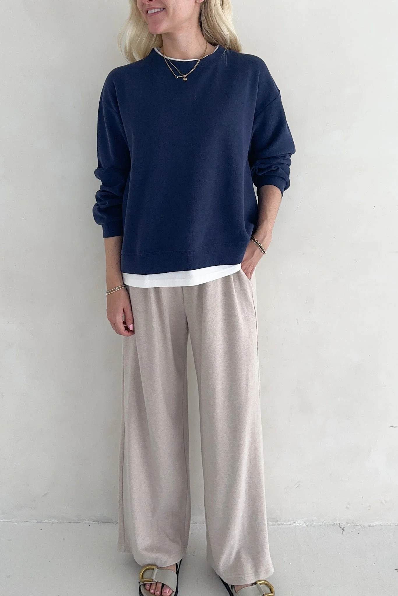 Sophie Crew Twofer Pullover in Navy - Image 6