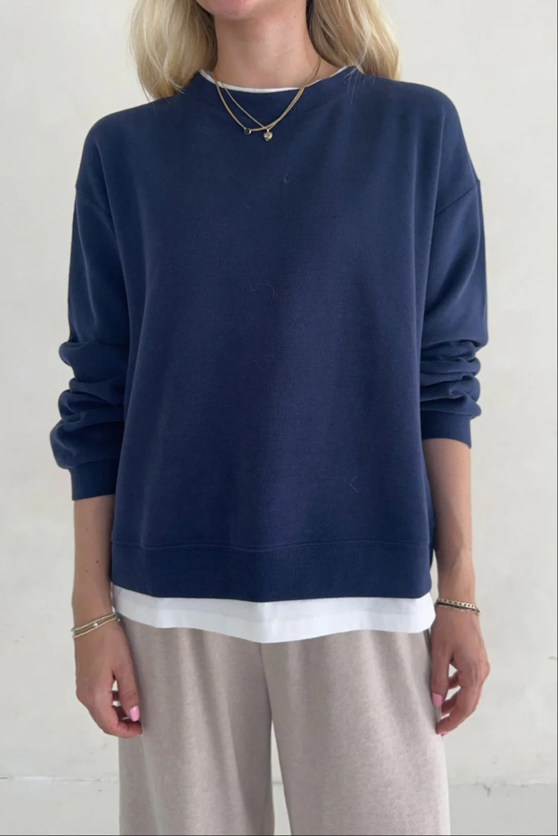 Sophie Crew Twofer Pullover in Navy - Image 7