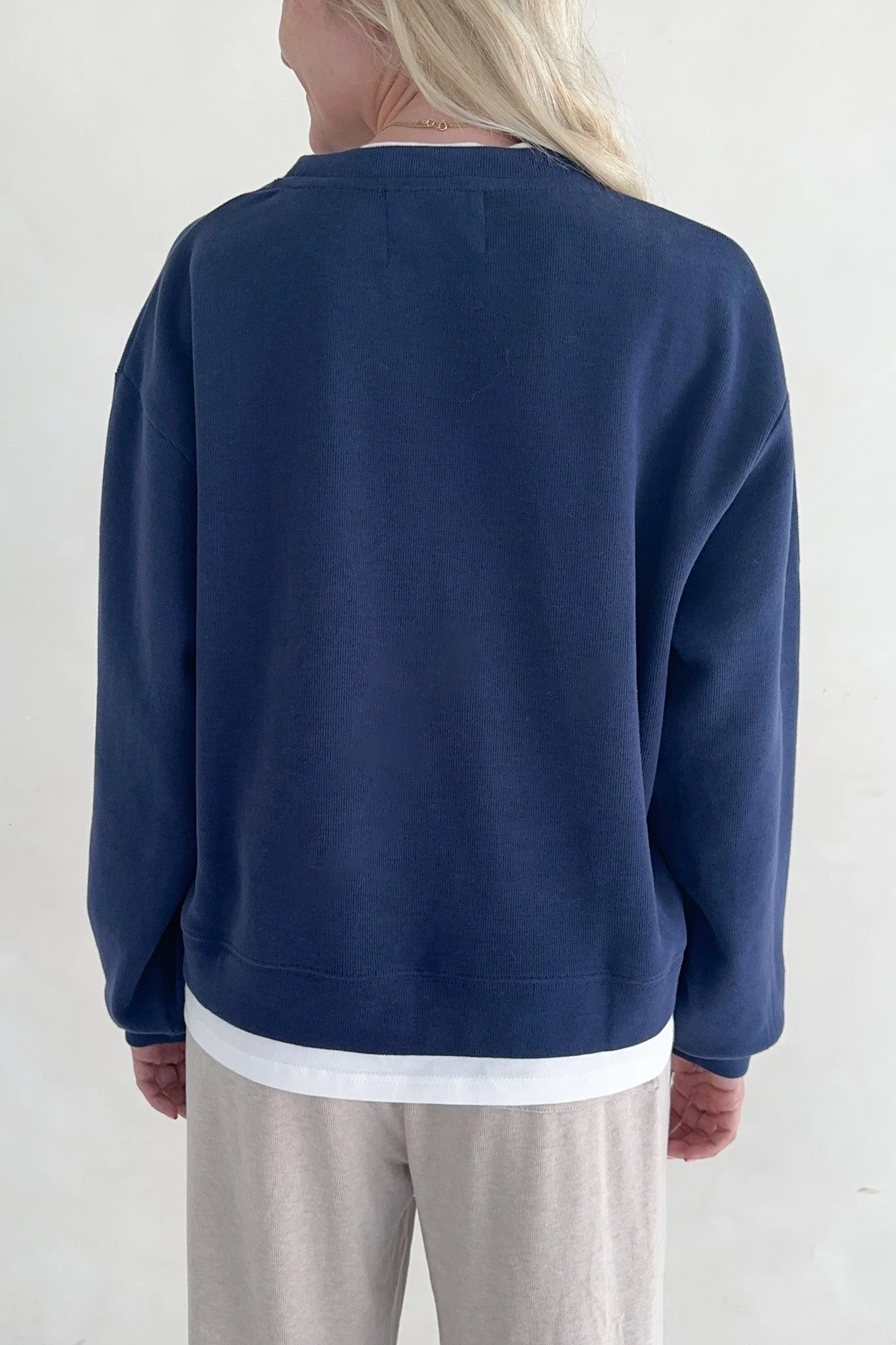 Sophie Crew Twofer Pullover in Navy - Image 8