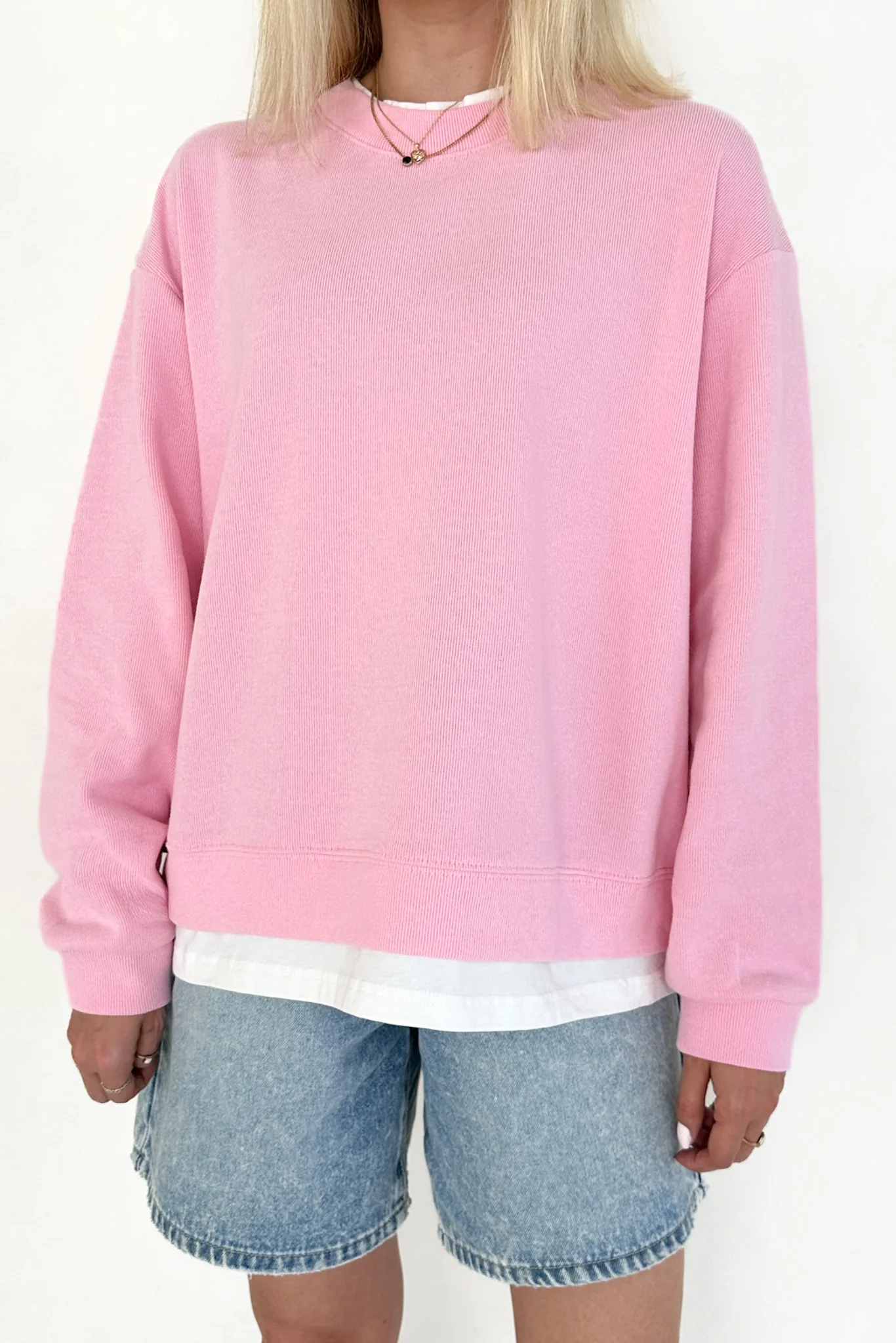 Sophie Crew Twofer Pullover in Pink