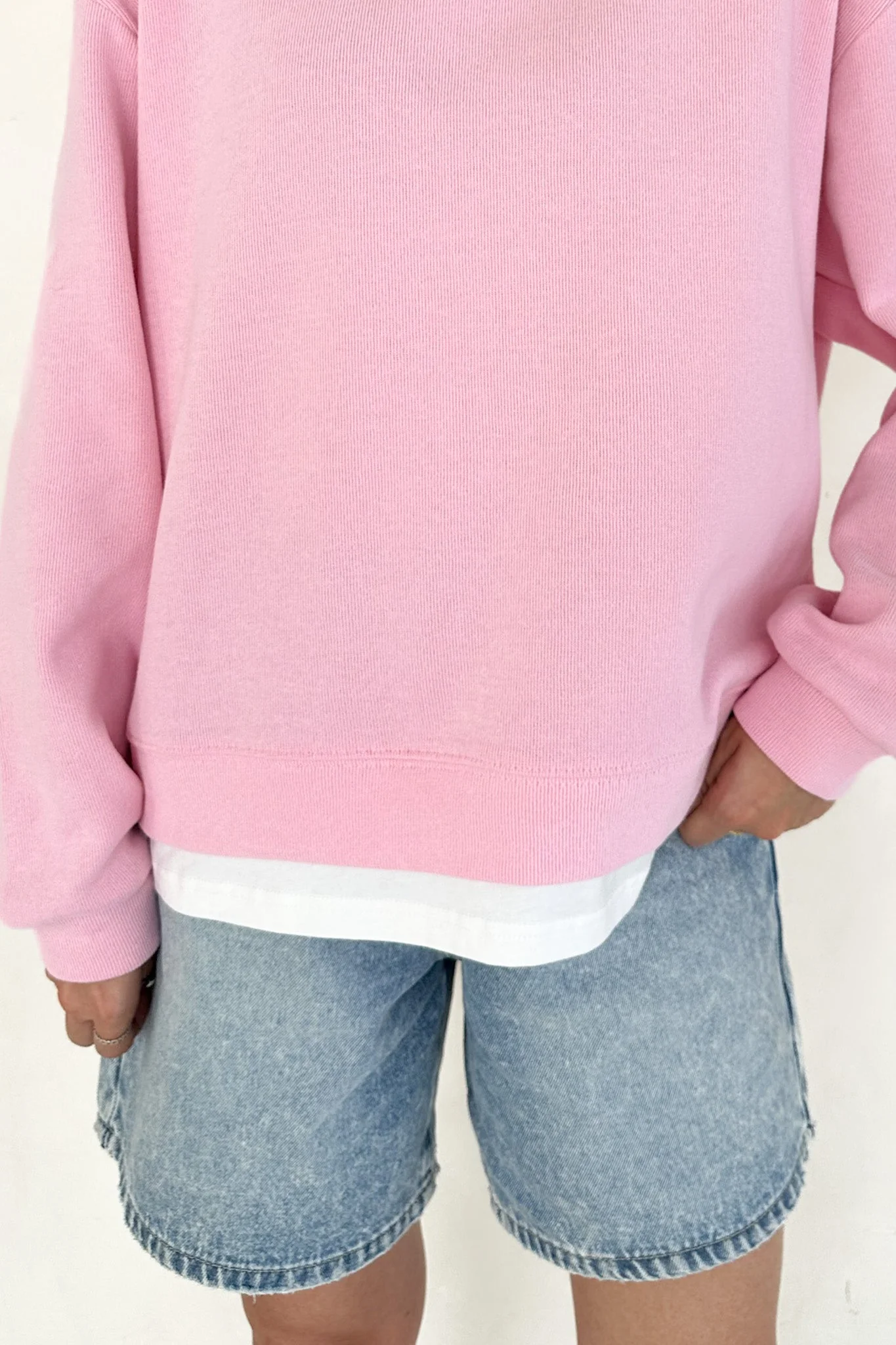 Sophie Crew Twofer Pullover in Pink - Image 2