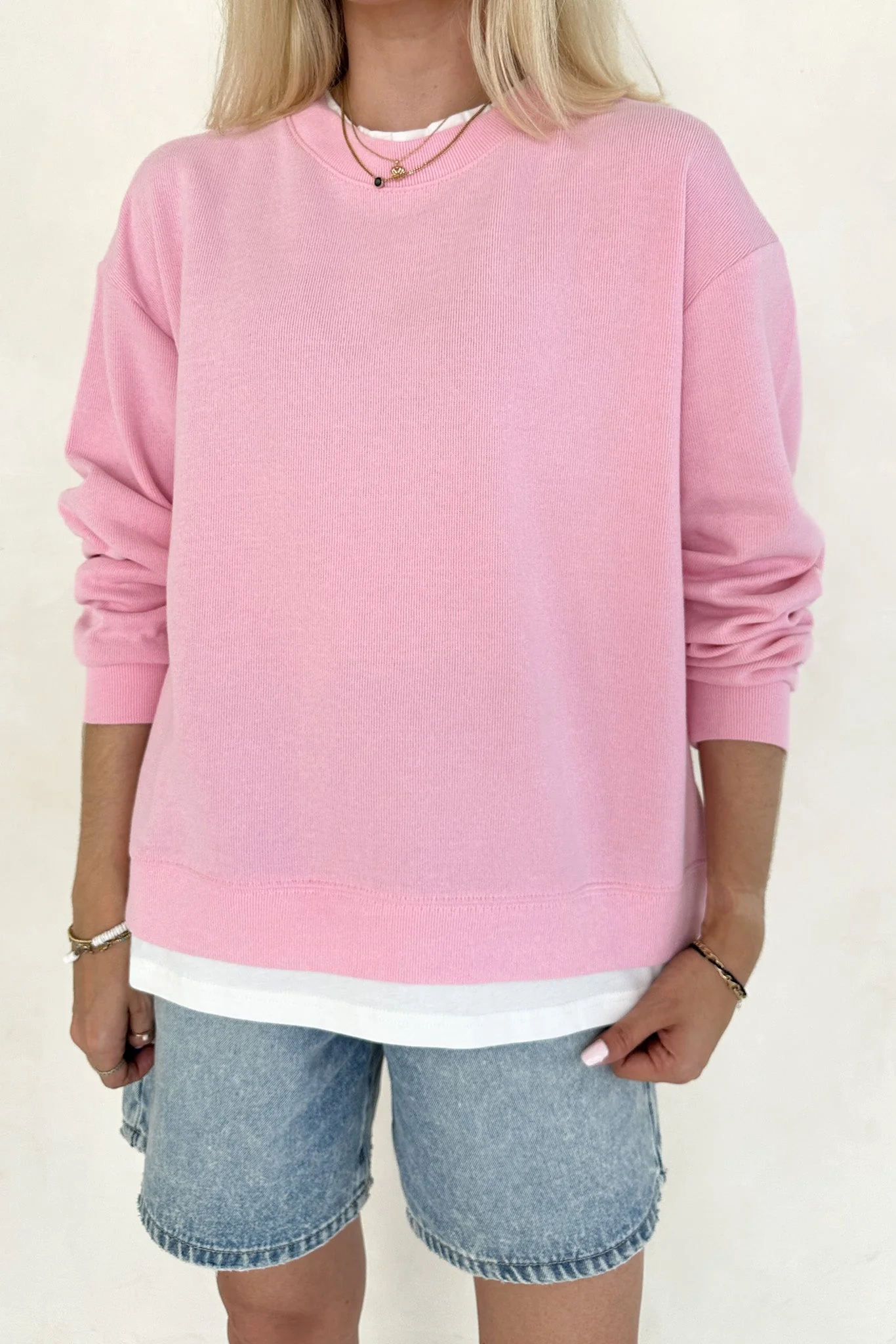 Sophie Crew Twofer Pullover in Pink - Image 3