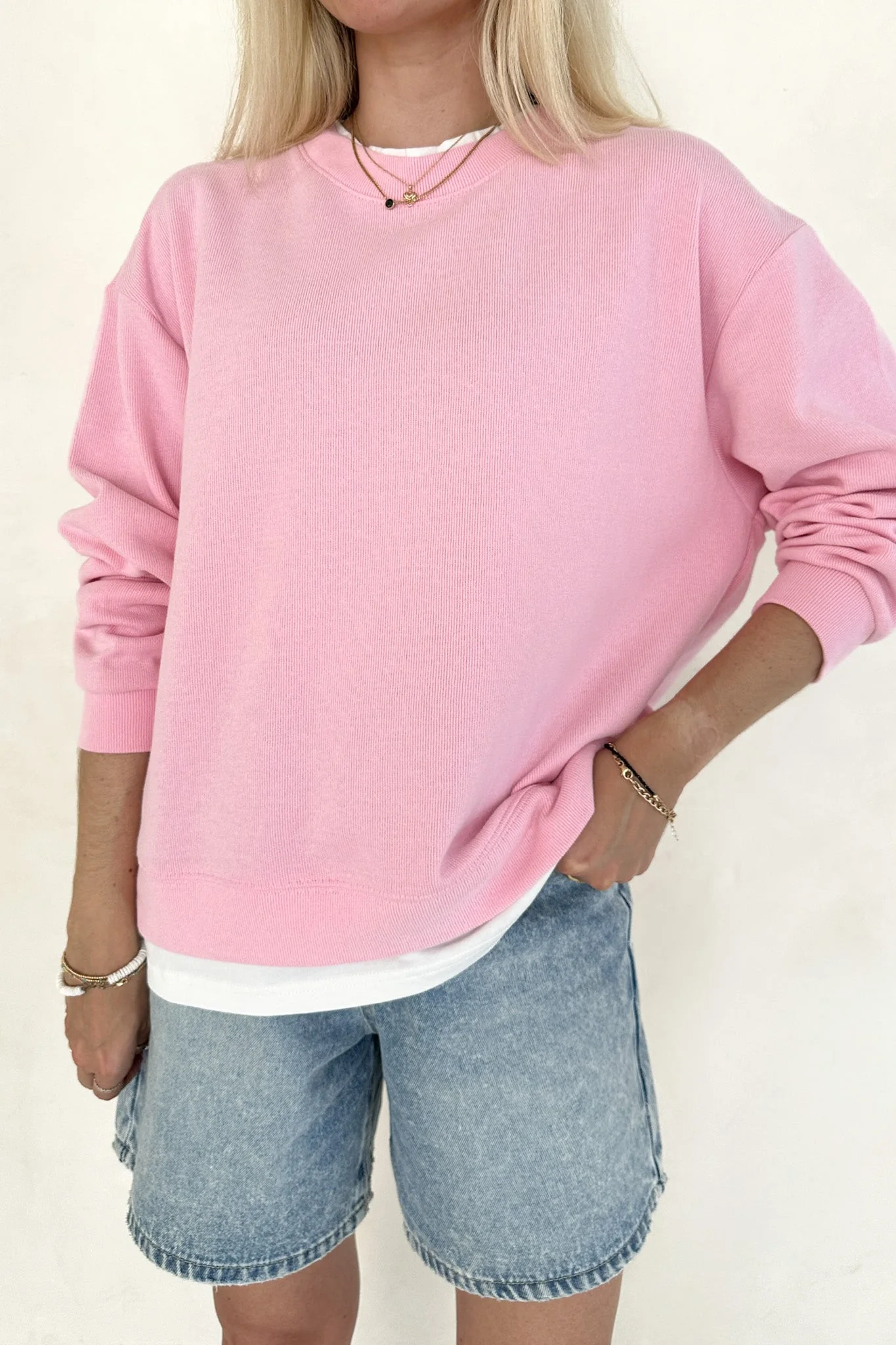 Sophie Crew Twofer Pullover in Pink - Image 4