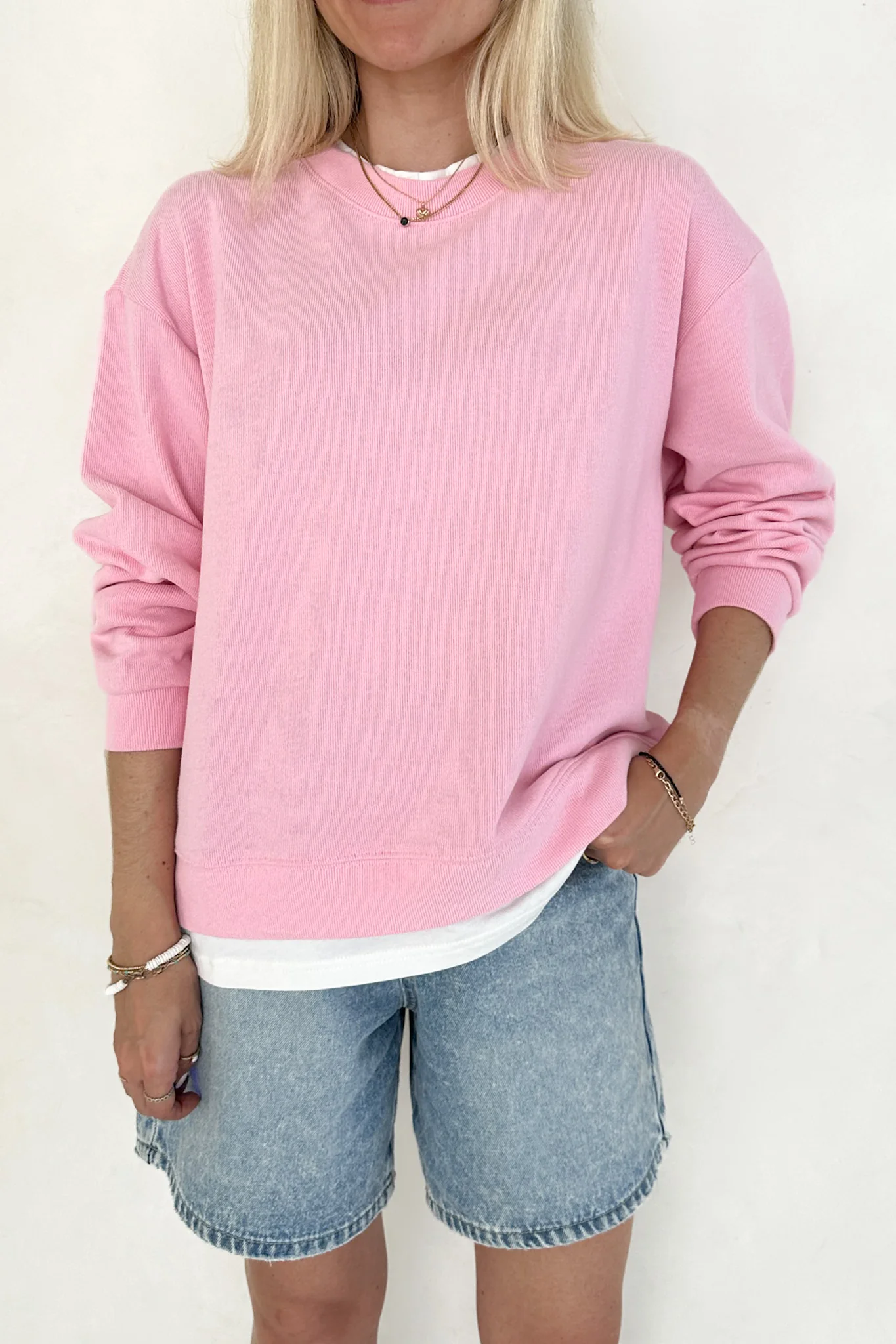 Sophie Crew Twofer Pullover in Pink - Image 6