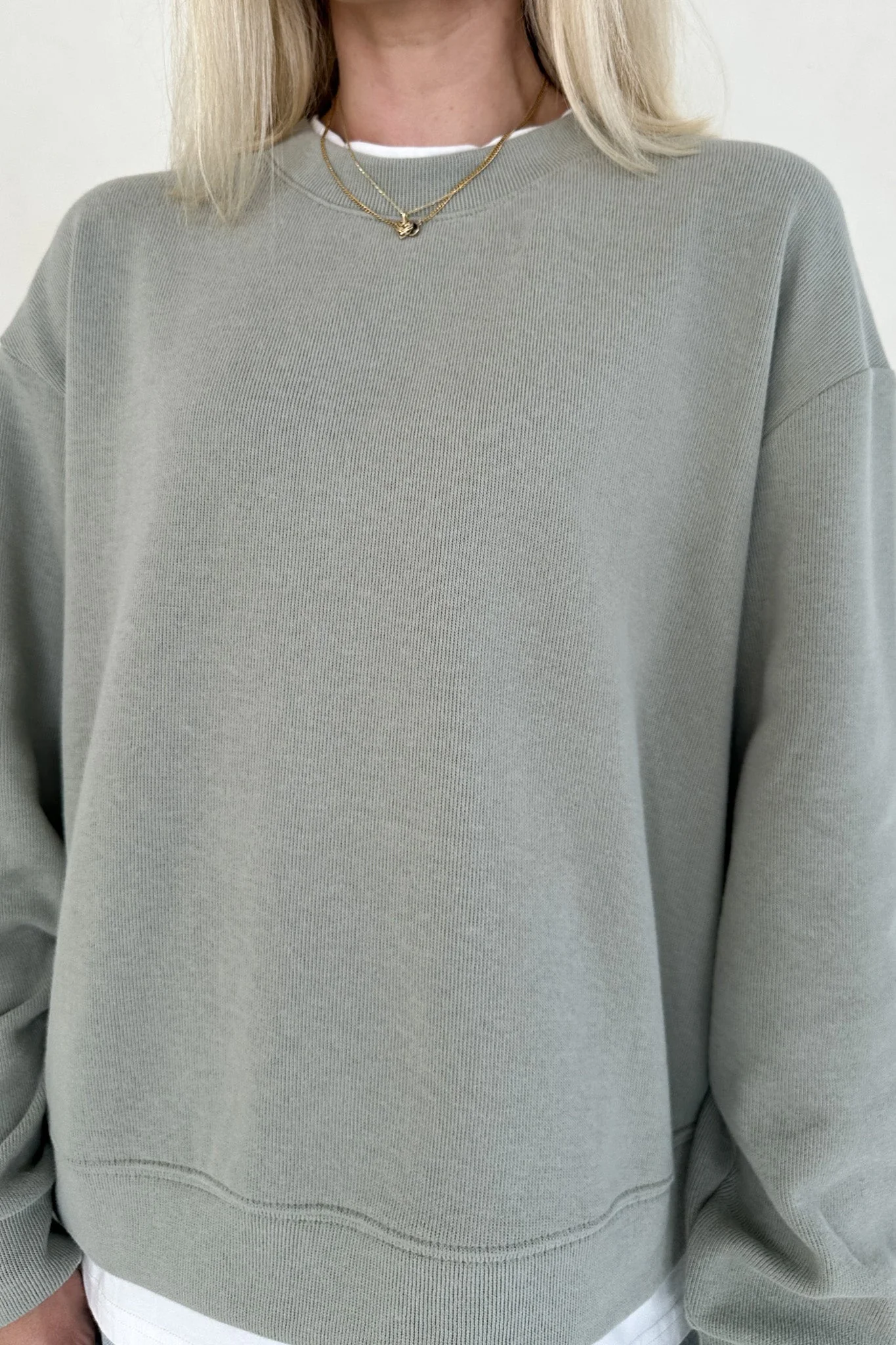 Sophie Crew Twofer Pullover in Sage - Image 5
