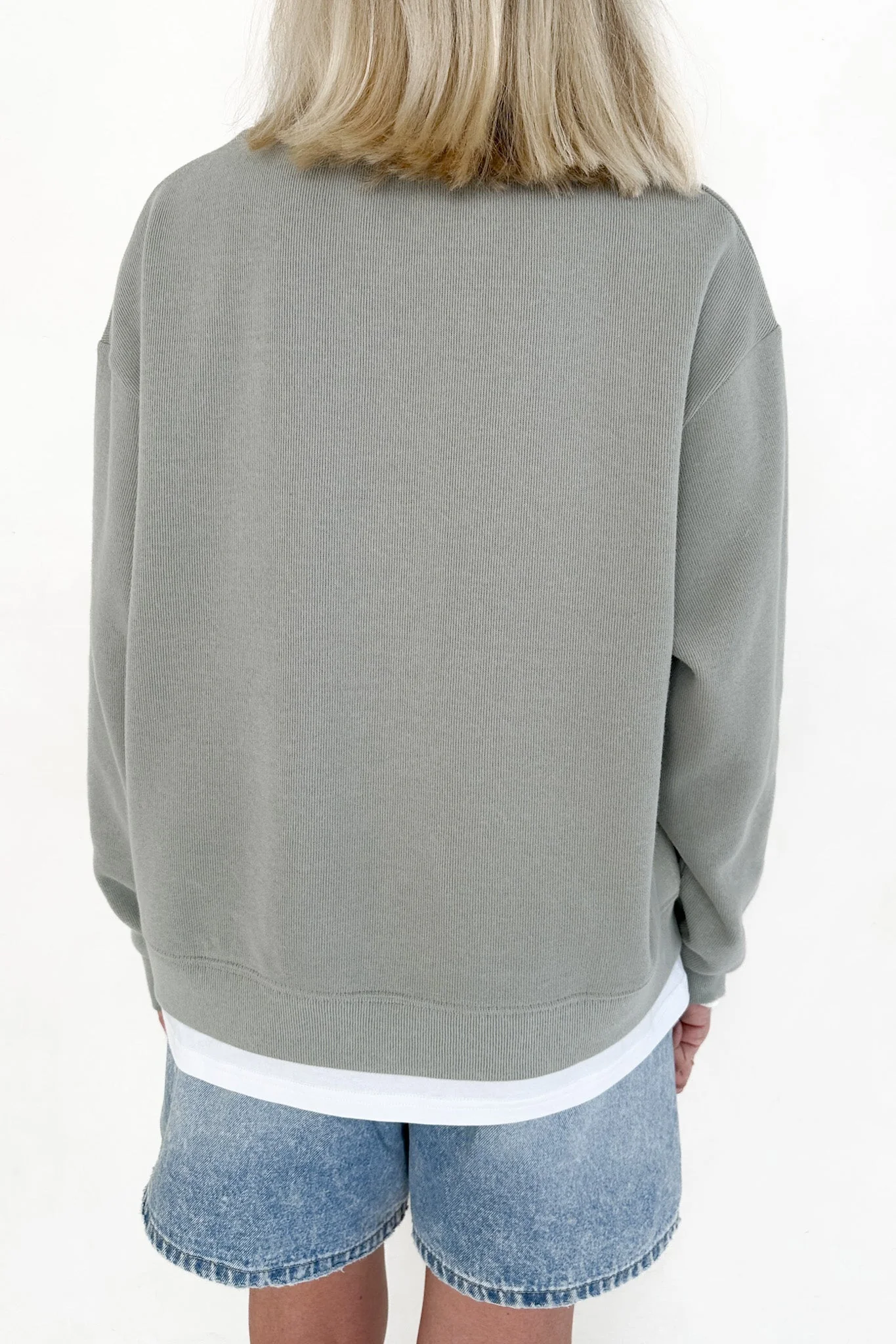 Sophie Crew Twofer Pullover in Sage - Image 6