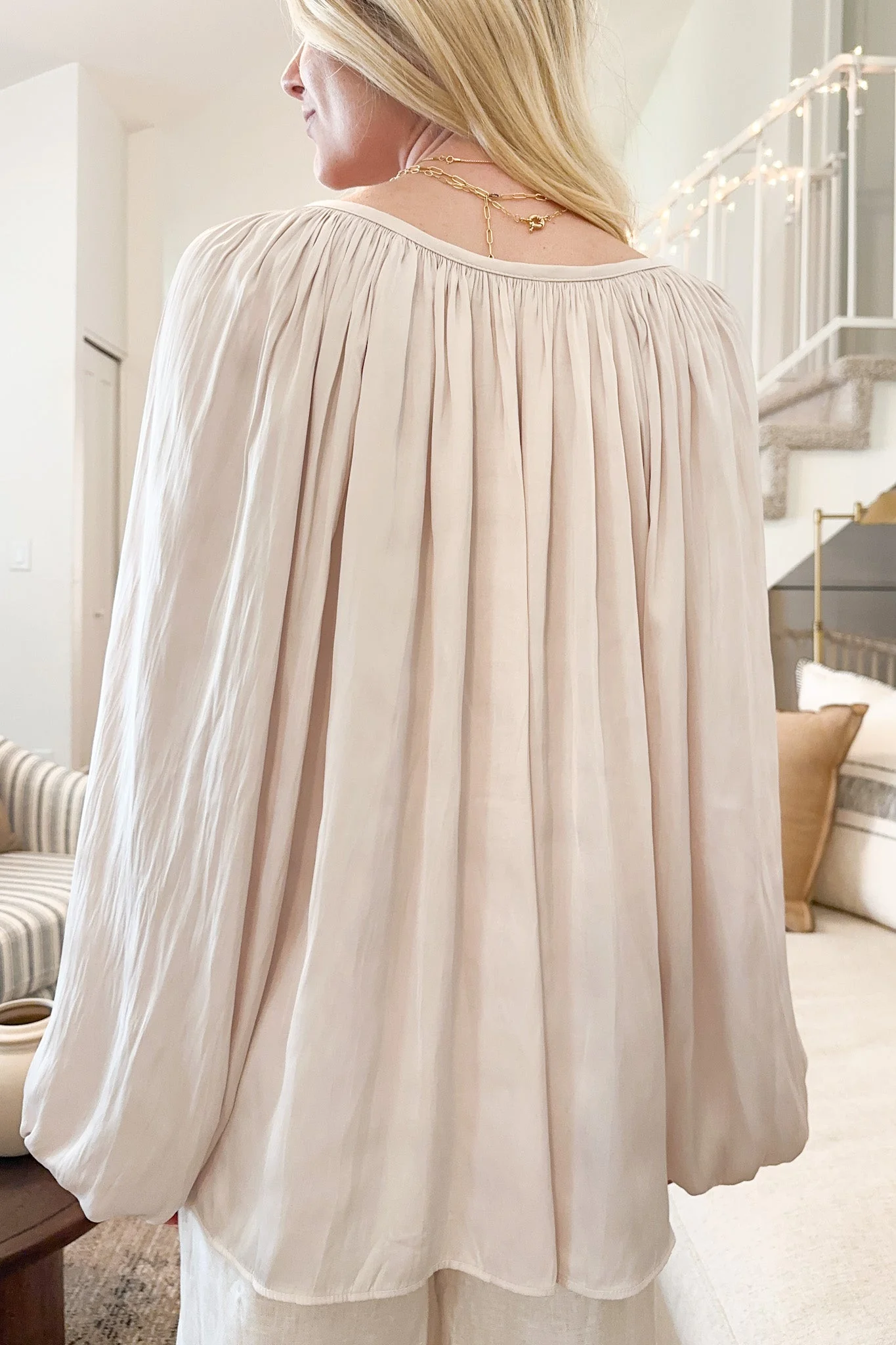 St. Maritz Satin Blouse in Pearl - Image 4