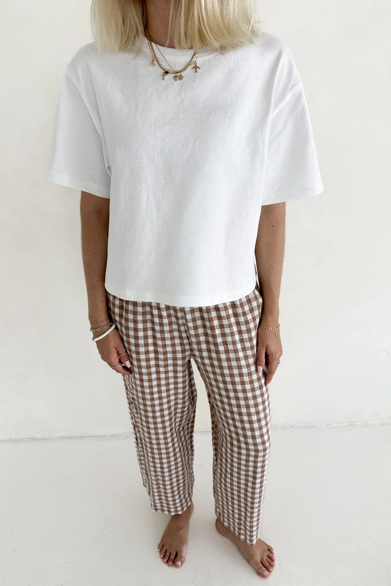 Stella Linen Short Sleeve Knit Top in White - Image 5
