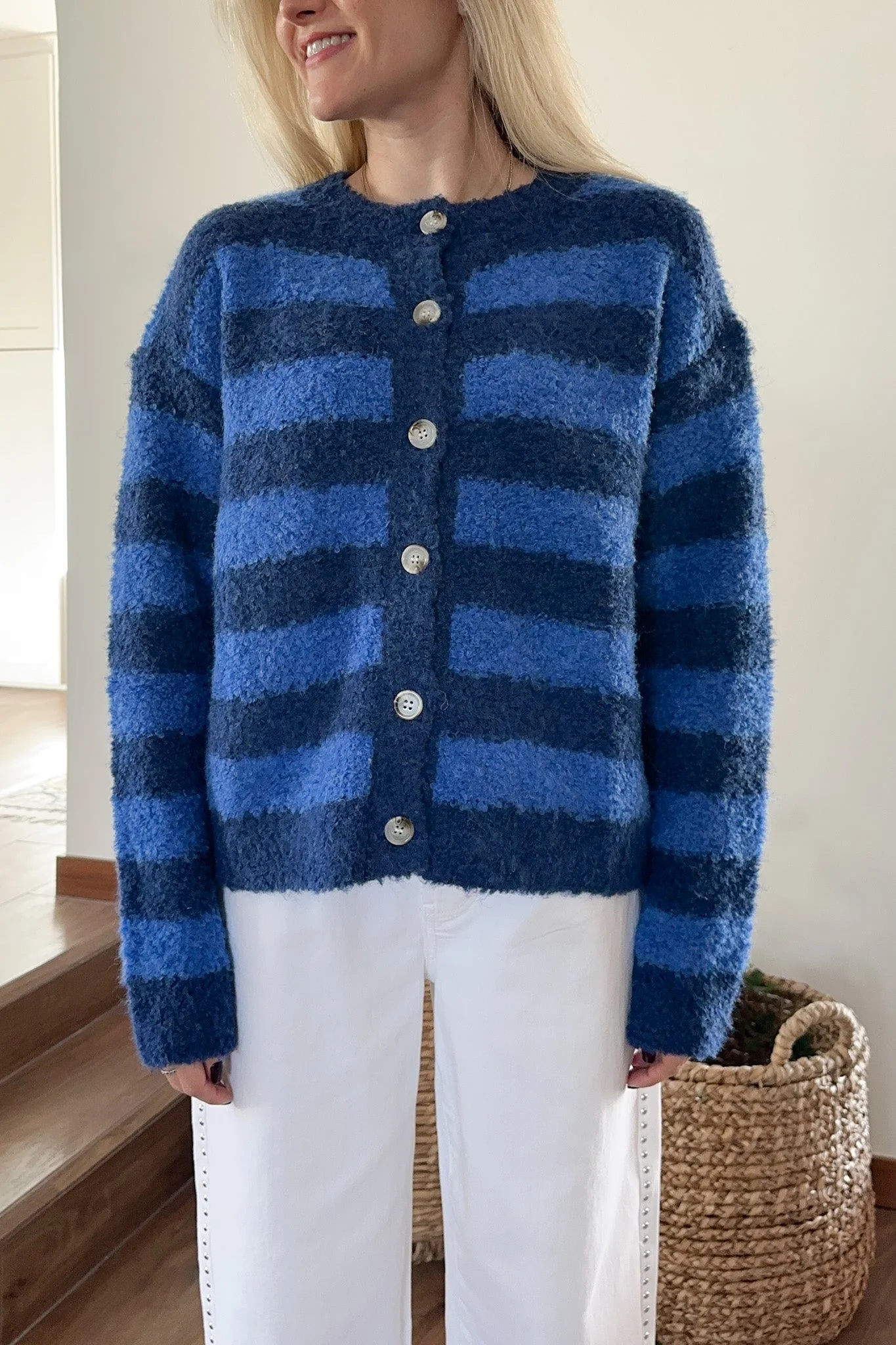 Stevie Brushed Striped Button Up Cardigan