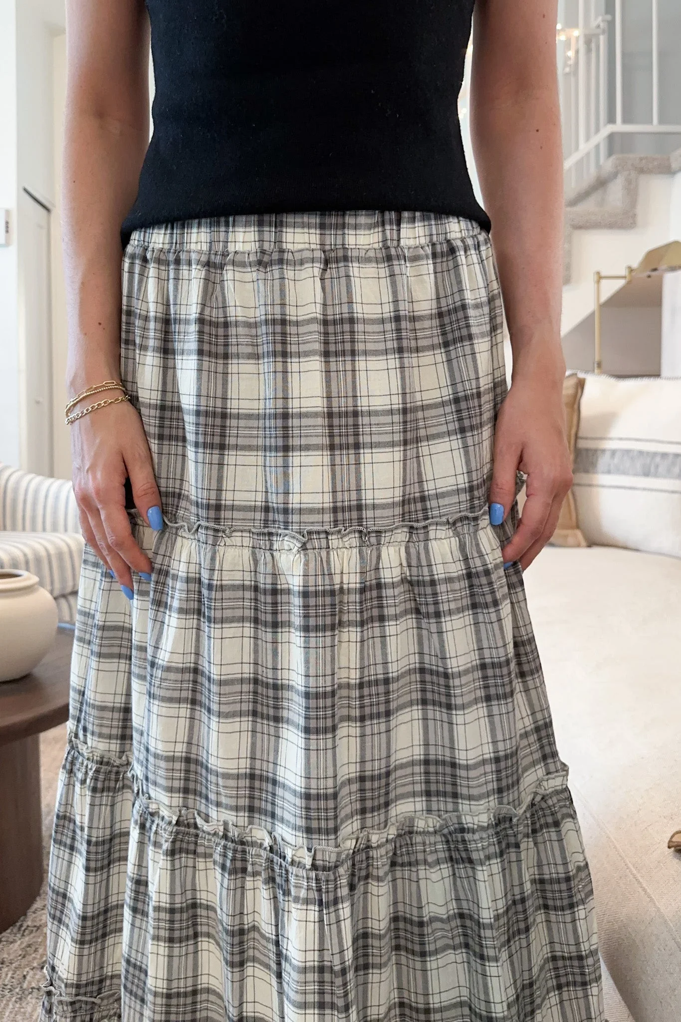 Stowe Plaid Tiered Maxi Skirt - Image 5