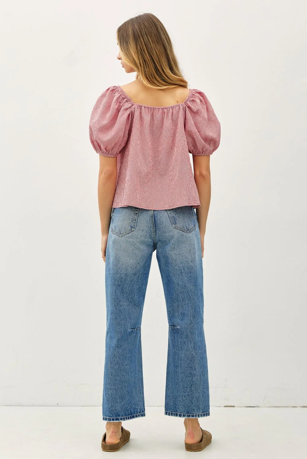 Strawberry Fields Puff Sleeve Gingham Top - Image 3