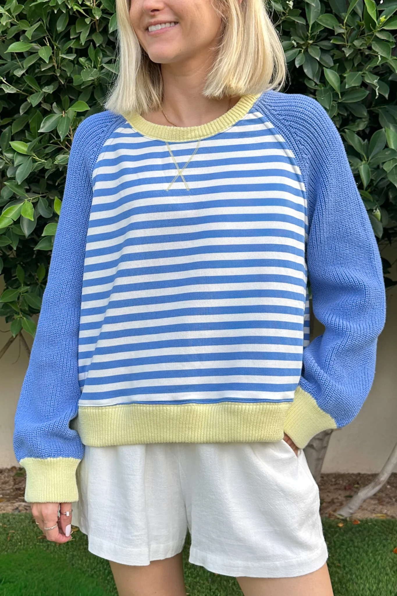 Palmer Stripe Pullover With Raglan Knit Sleeves