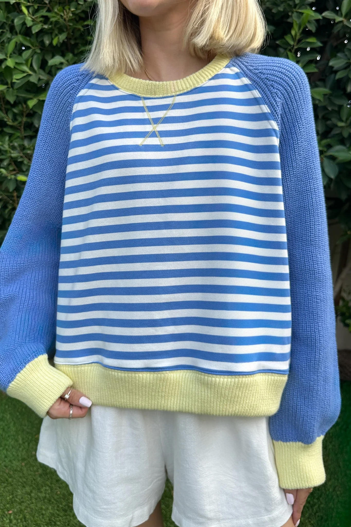 Palmer Stripe Pullover With Raglan Knit Sleeves - Image 2