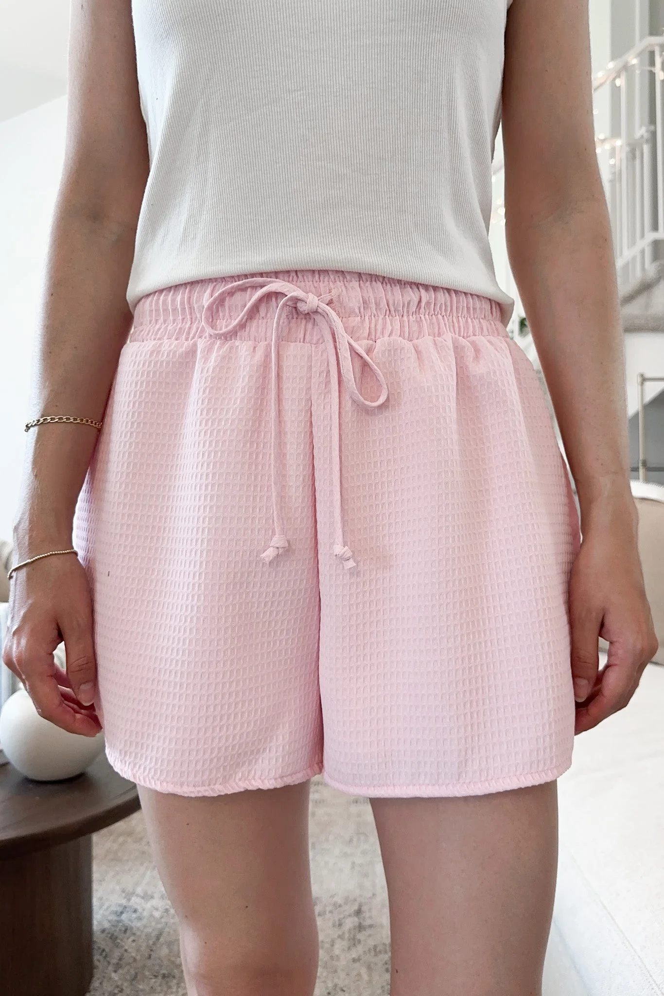 Summertime Waffle Shorts in Light Pink - Image 3
