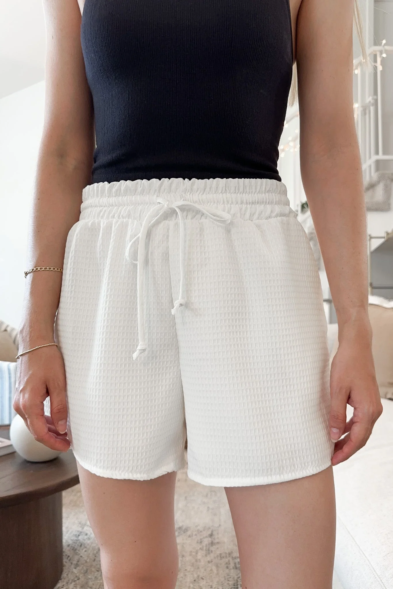 Summertime Waffle Shorts in White
