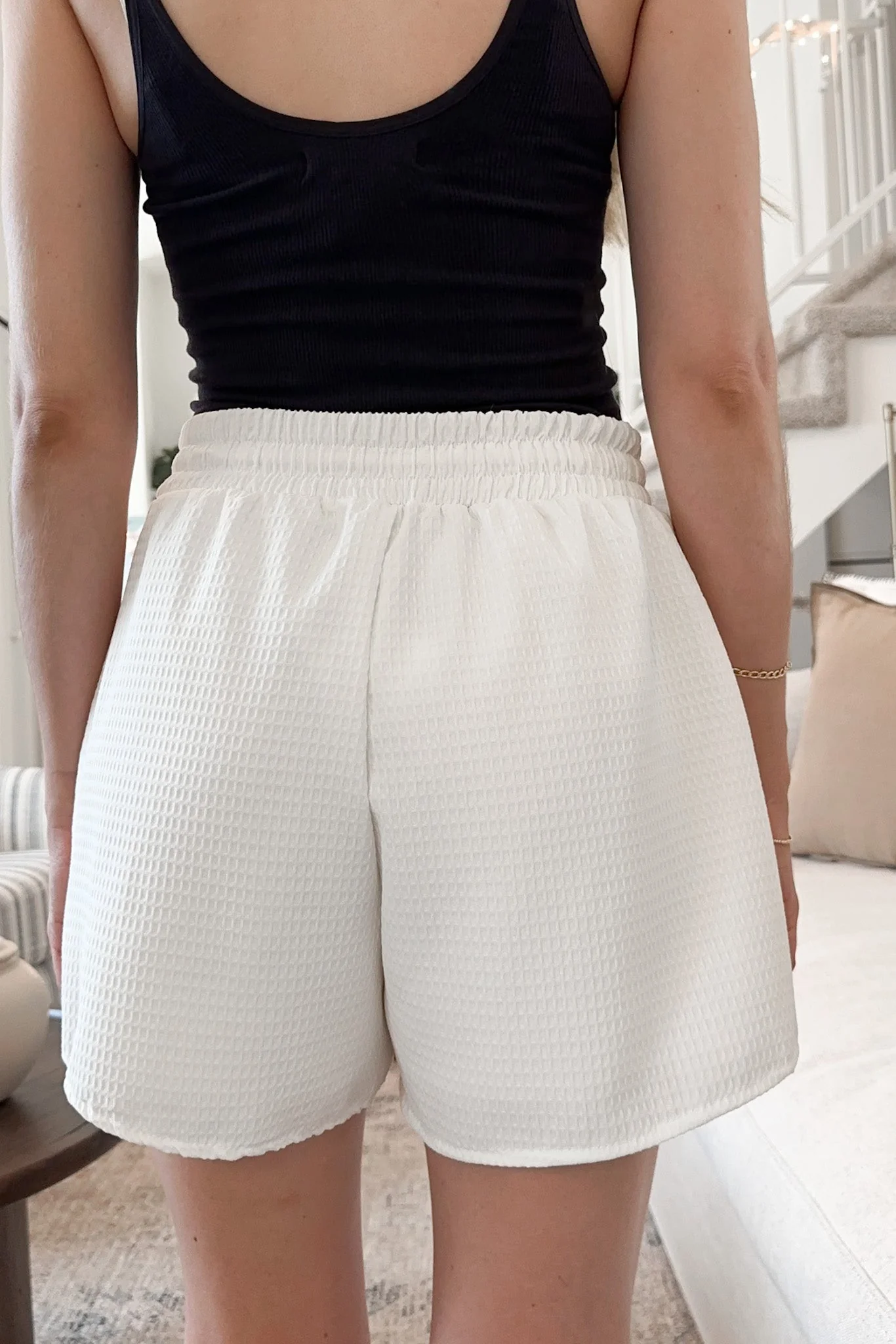 Summertime Waffle Shorts in White - Image 6