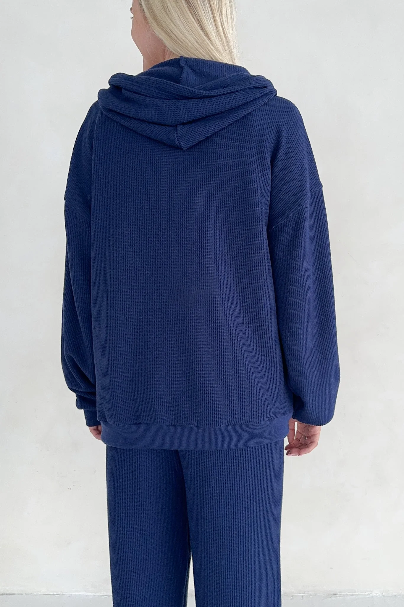 Sundays Waffle Knit Hoodie in Blueberry Latte - Image 3