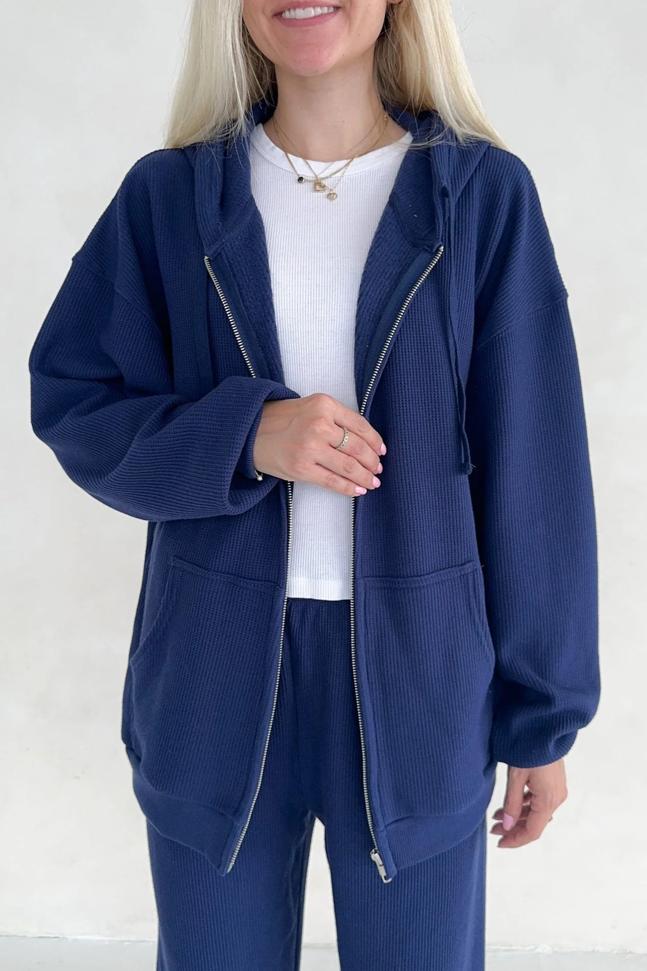 Sundays Waffle Knit Hoodie in Blueberry Latte - Image 5