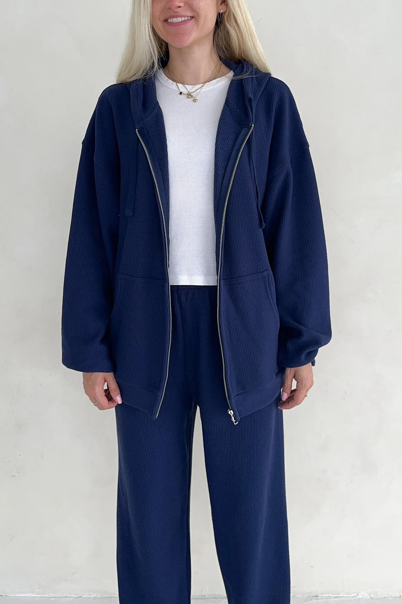 Sundays Waffle Knit Hoodie in Blueberry Latte - Image 6