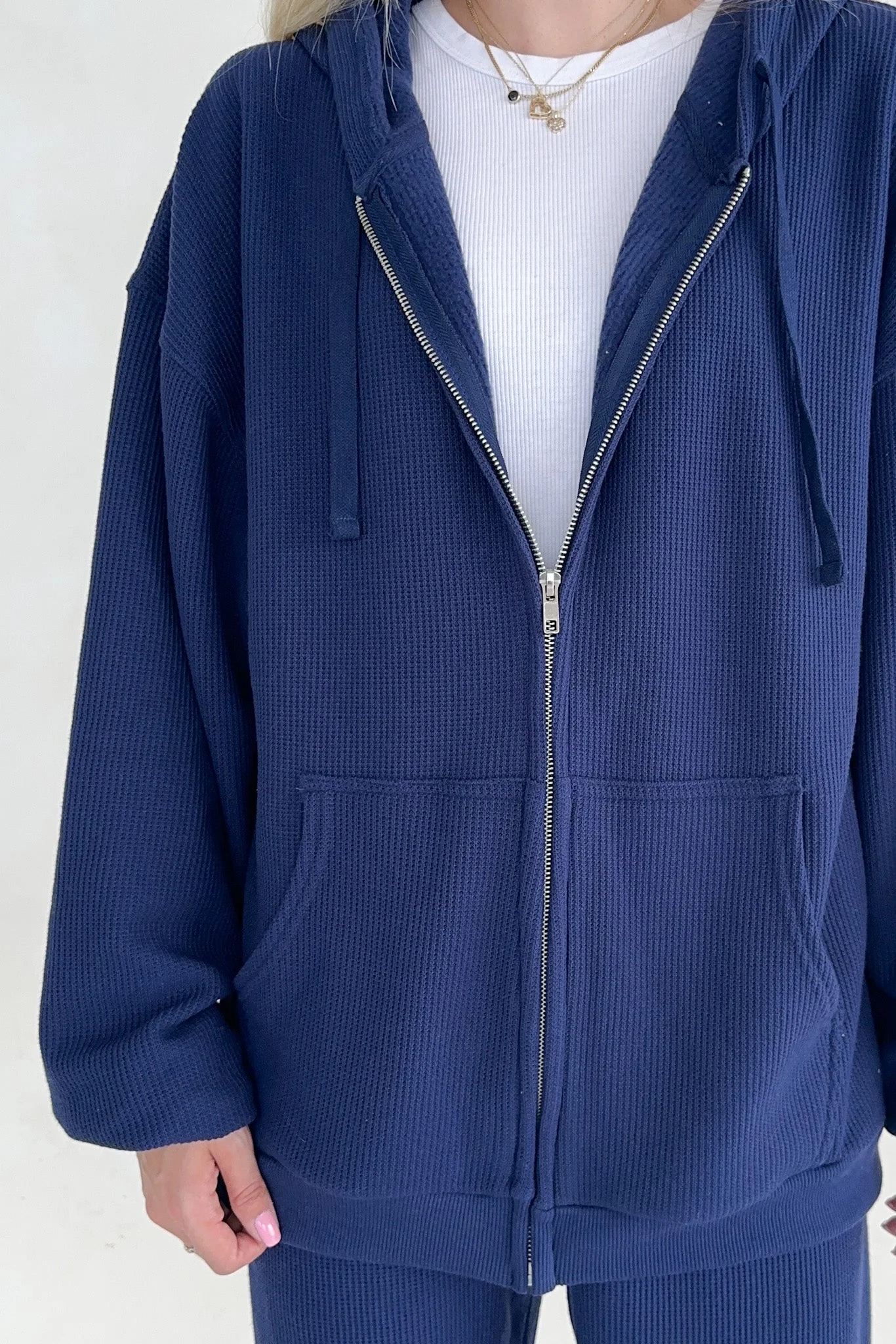 Sundays Waffle Knit Hoodie in Blueberry Latte - Image 7