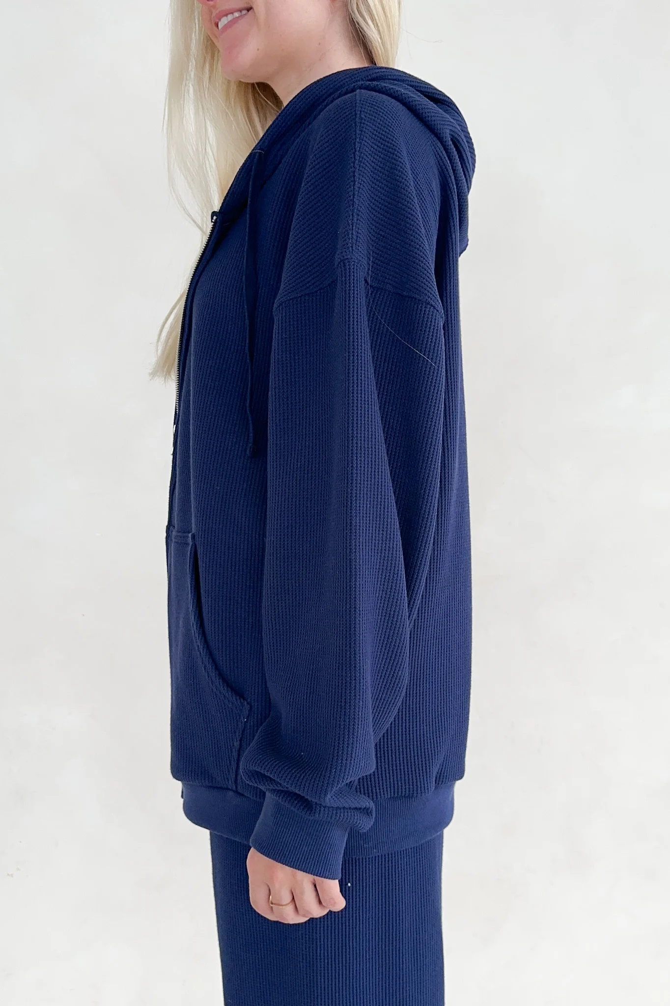 Sundays Waffle Knit Hoodie in Blueberry Latte - Image 8