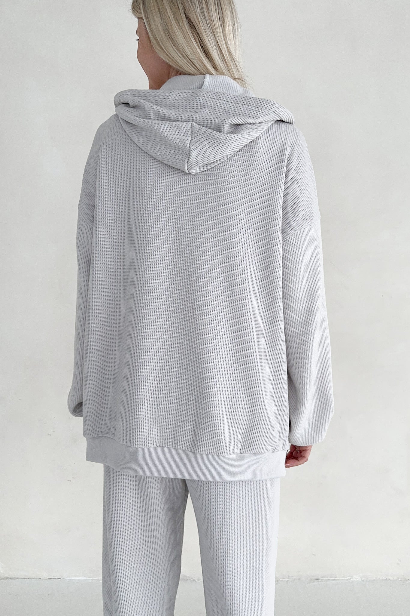 Sundays Waffle Knit Hoodie in Dove Grey - Image 2